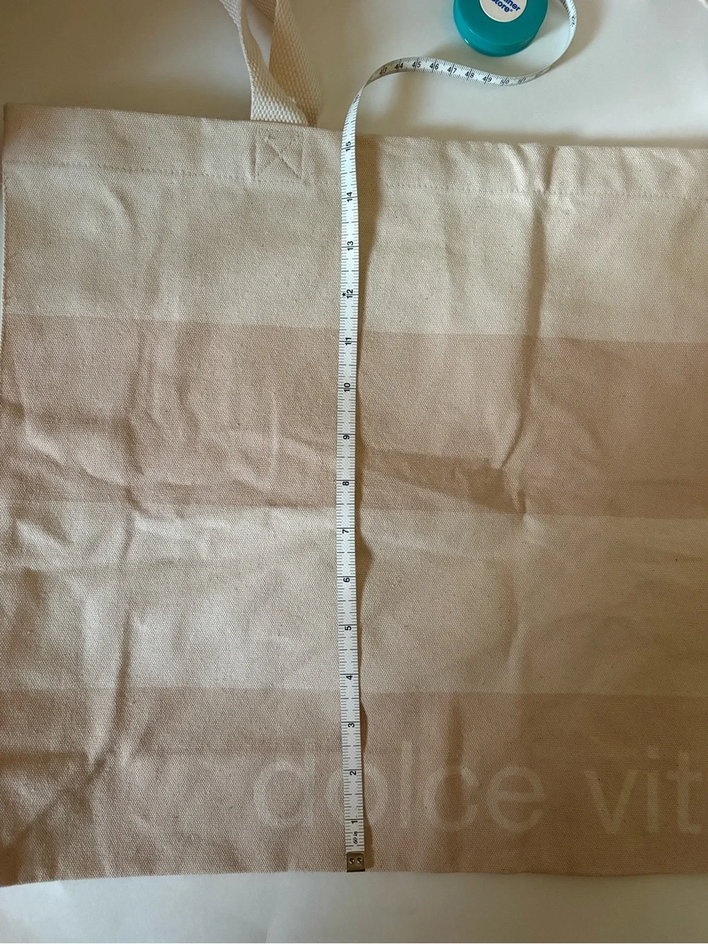 Dolce Vita Beige Stripe Canvas Tote Bag